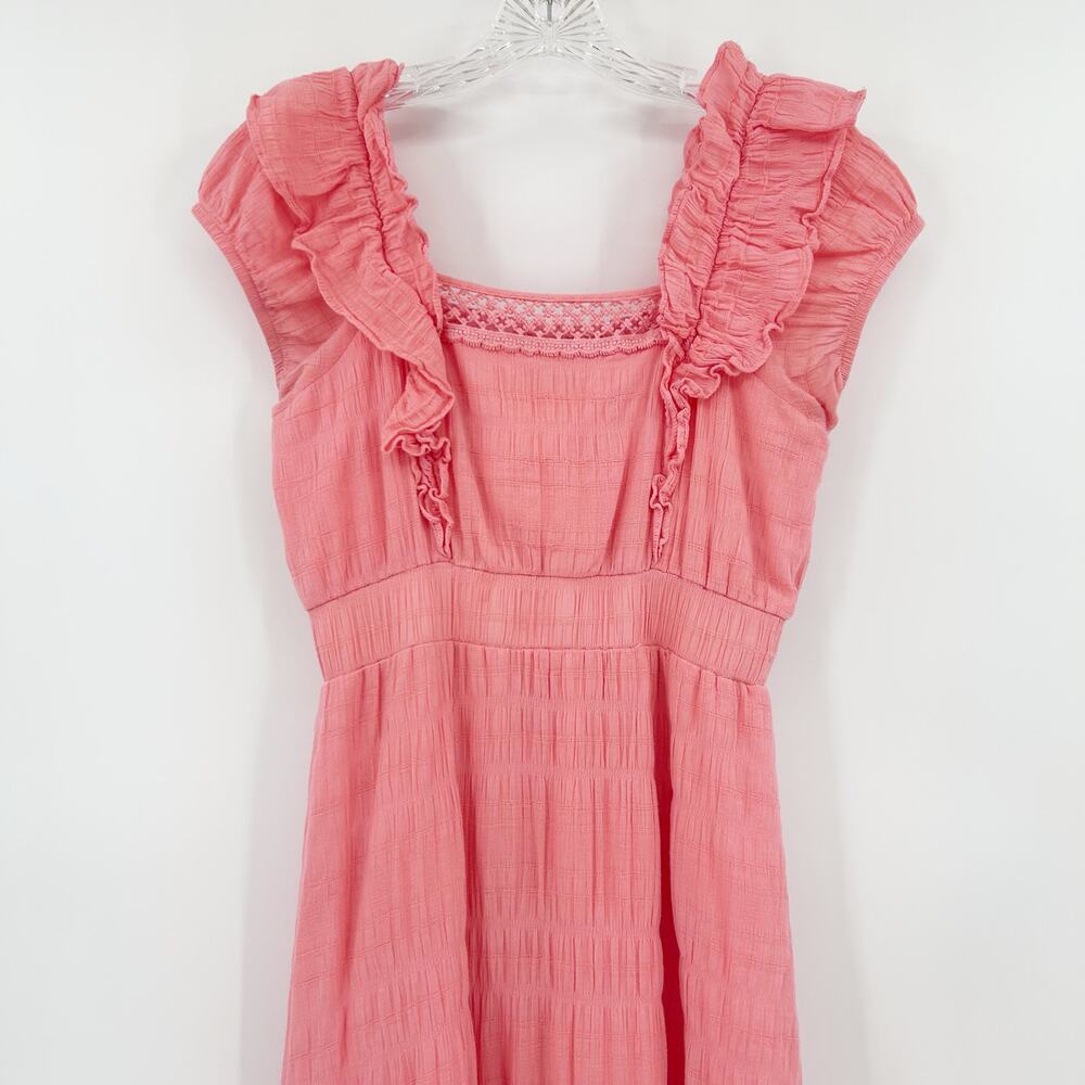 Betsey Johnson Lovely Layers Maxi Dress Pink Tiered Ruffle Cotton Womens Size S - Picture 4 of 13